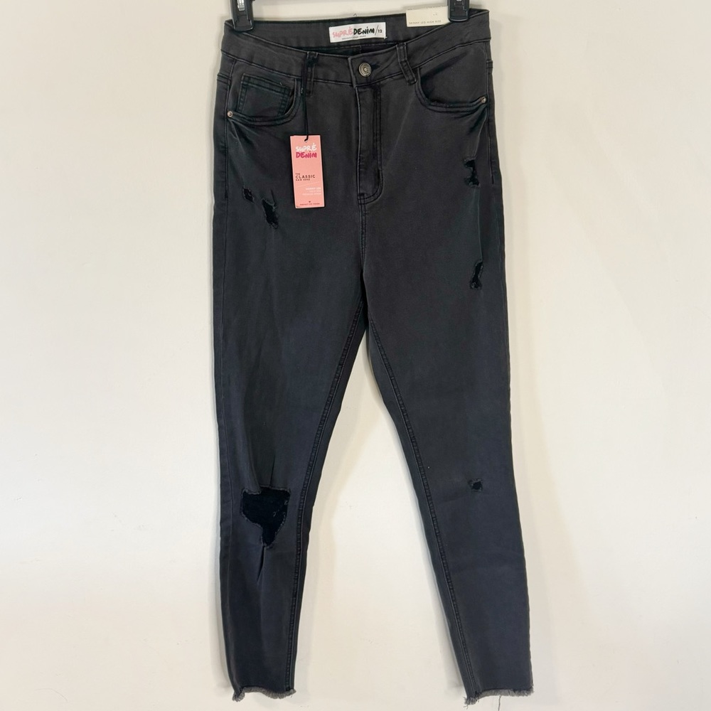 SUPRE DENIM Distressed Skinny Jeans